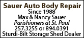 Sauer Auto Body Repair Sponsorship Banner